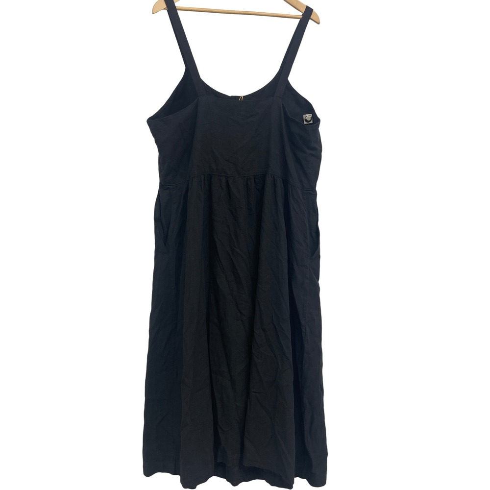 Patagonia Black Button Front Midi Dress Linen Blend Womens XL - Picture 7 of 11